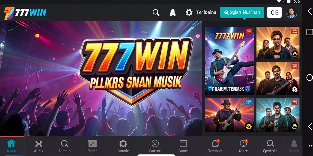 Screenshot gameplay 777WIN menampilkan pengguna menikmati musik dengan antarmuka yang menarik.