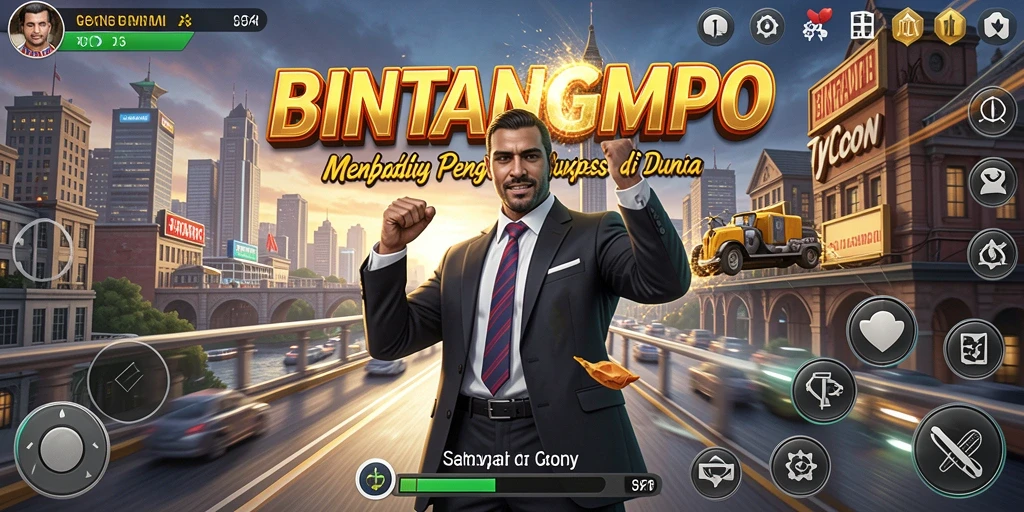 Screenshot gameplay yang menampilkan pengelolaan bisnis di BINTANGMPO.