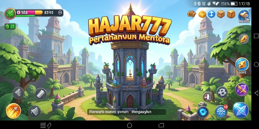 Tangkapan layar HAJAR777 menunjukkan momen menegangkan dalam tower defense.