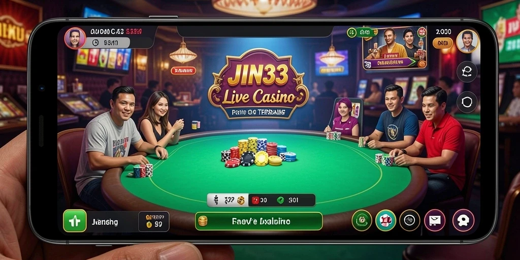 Tampilan gameplay Live Casino yang mendebarkan dari JIN33.