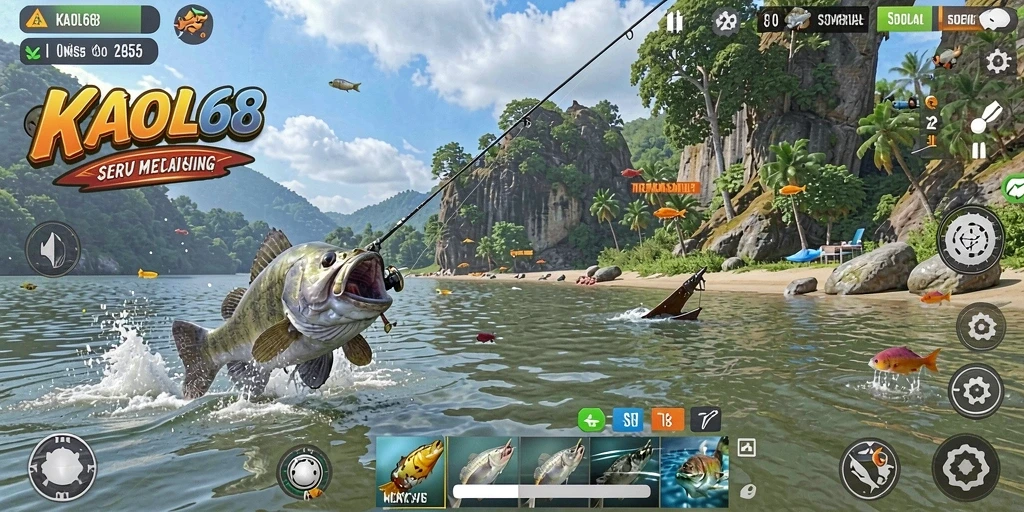 Tampilan gameplay KAOL68 menampilkan aksi memancing yang seru.