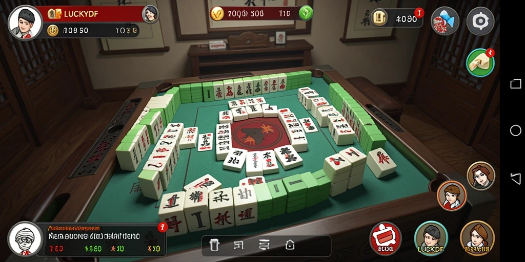 Screenshot LUCKYDF menampilkan gameplay Mahjong yang seru dan mendebarkan.