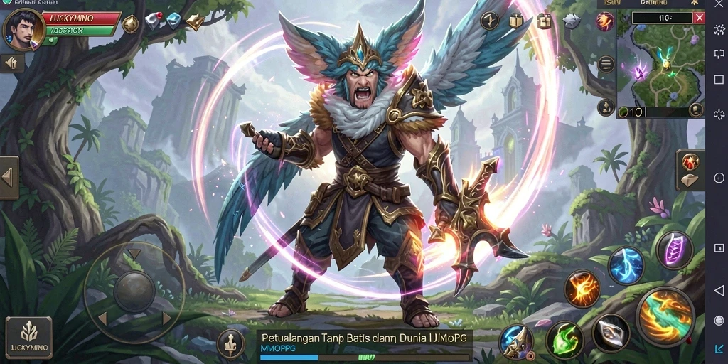 Tampilan gameplay menarik di dunia fantasi LUCKYMINO.