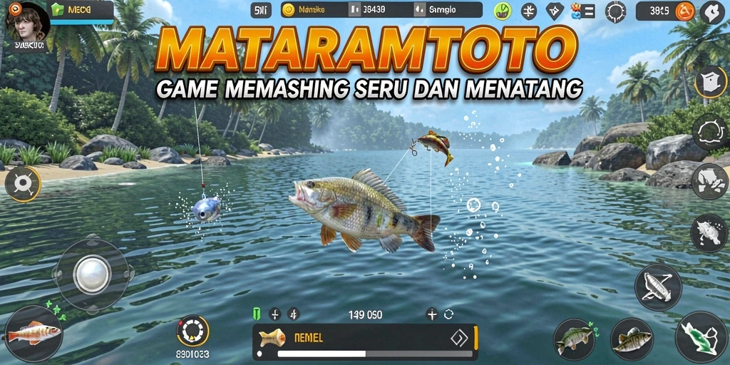 Screenshot gameplay MATARAMTOTO menampilkan aksi memancing yang mendebarkan.