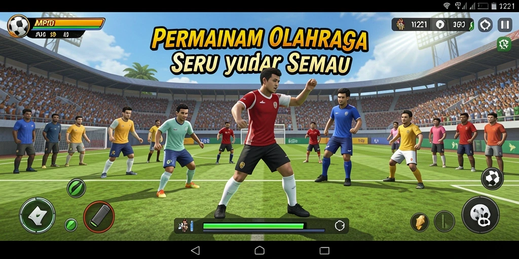 Tampilan gameplay seru di MPO1221 dengan aksi olahraga penuh semangat.