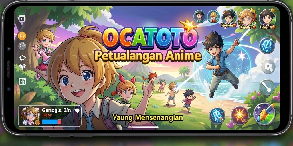 Tampilan gameplay OCATOTO yang menarik dan penuh warna.