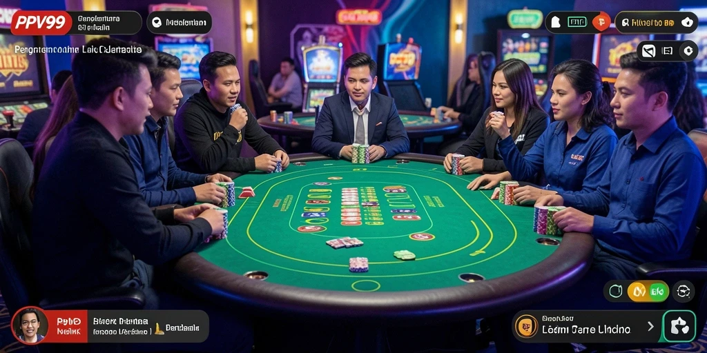 Tampilan gameplay PPV99 dengan dealer langsung dan interaksi real-time.