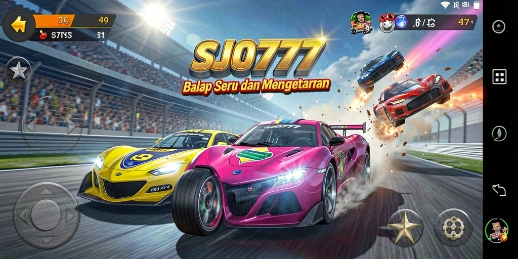 Tampilan gameplay balap yang mendebarkan di SJO777.