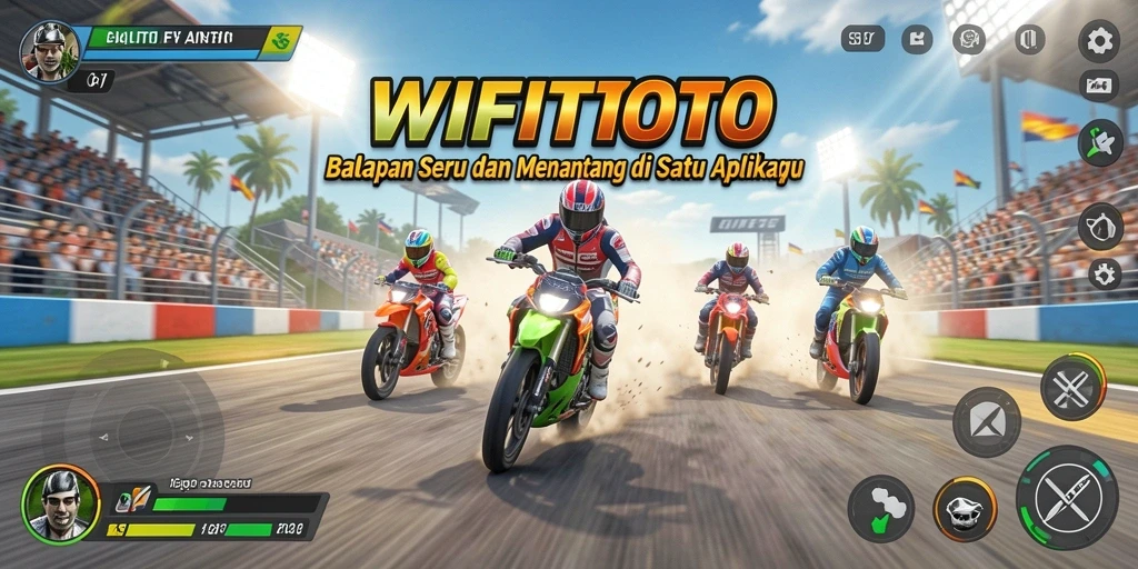 Screenshot WIFITOTO menampilkan aksi balapan yang mendebarkan.